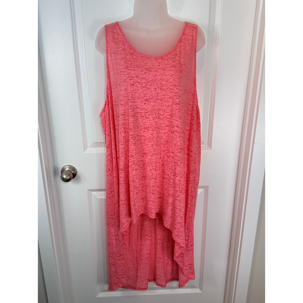 Boutique 3X Coral Heathered High Low Tank Dress Swimsuit Cover XXXL Pink